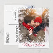 Merry Kerstmis Moderne PHOTO-groet in penseelscrip Briefkaart (Voorkant / Achterkant)