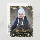 Merry Kerstmis Moderne PHOTO-groet in penseelscrip Briefkaart (Voorkant / Achterkant)