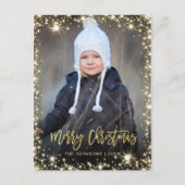 Merry Kerstmis Moderne PHOTO-groet in penseelscrip Briefkaart (Voorkant)