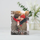 Merry Kerstmis Moderne PHOTO-groet in penseelscrip Briefkaart (Staand voorkant)