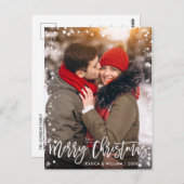 Merry Kerstmis Moderne PHOTO-groet in penseelscrip Briefkaart (Voorkant / Achterkant)