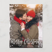Merry Kerstmis Moderne PHOTO-groet in penseelscrip Briefkaart (Voorkant)