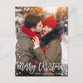 Merry Kerstmis Moderne PHOTO-groet in penseelscrip Briefkaart