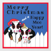 Merry Kerstmis Moo Year Window Cling Raamsticker (Vel)