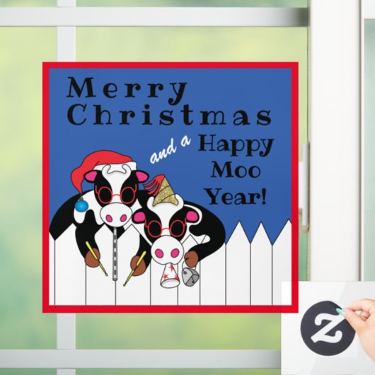 Merry Kerstmis Moo Year Window Cling Raamsticker (Huis)