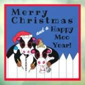 Merry Kerstmis Moo Year Window Cling Raamsticker (Vel 3)
