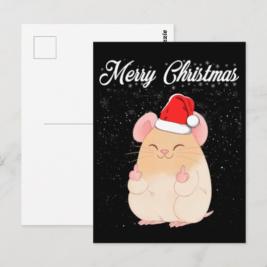 Merry Kerstmis Mouse Middle Finger Rude Xmas Ugand Briefkaart (Voorkant / Achterkant)