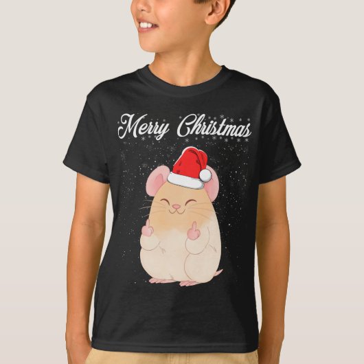 Merry Kerstmis Mouse Middle Finger Rude Xmas Ugand T-shirt (Voorkant)