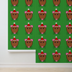 Merry Kerstmis Mouse Patterned Behang