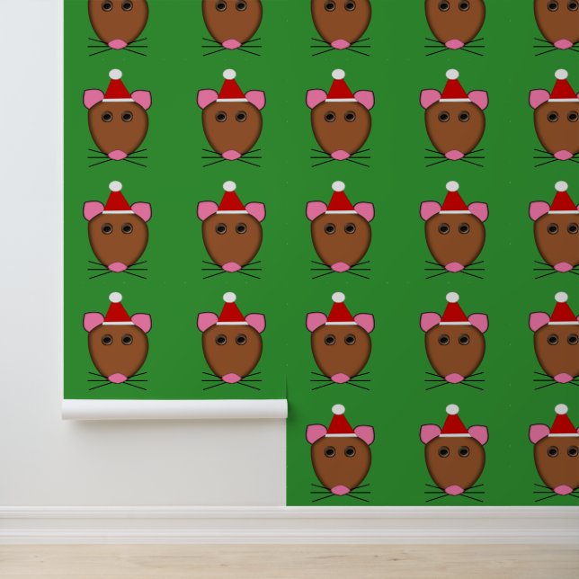 Merry Kerstmis Mouse Patterned Behang (Applicatie)