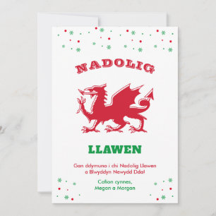 Merry Kerstmis Nadolig Llawen Red Welsh Dragon Feestdagenkaart