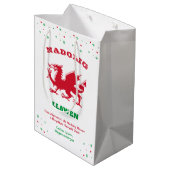Merry Kerstmis Nadolig Llawen Red Welsh Dragon Medium Cadeauzakje (Achterkant Gekanteld)