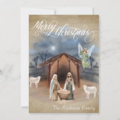Merry Kerstmis Natitivity Manger Scene Waterverf Feestdagenkaart (Voorkant)