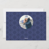 Merry Kerstmis Navy Blue Snowflake 2 Foto Feestdagenkaart (Achterkant)