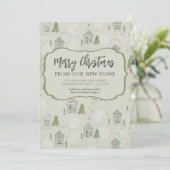 Merry Kerstmis New Home Nordic Village Moving Aankondiging (Staand voorkant)