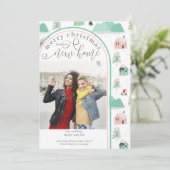 Merry Kerstmis New Home Photo Mountain House Aankondiging (Staand voorkant)