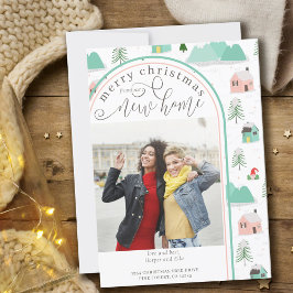 Merry Kerstmis New Home Photo Mountain House Aankondiging