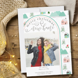 Merry Kerstmis New Home Photo Mountain House Aankondiging