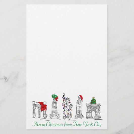 Merry Kerstmis New York City Holiday Landmarks NY Briefpapier (Voorkant)