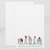 Merry Kerstmis New York City Holiday Landmarks NY Briefpapier (Voorkant / Achterkant)