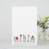 Merry Kerstmis New York City Holiday Landmarks NY Briefpapier (Staand voorkant)