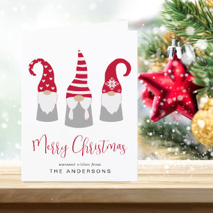 Merry Kerstmis Noordse Gnomes Feestdagen Kaart