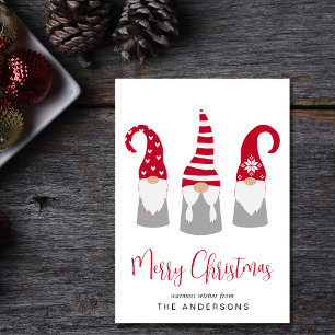 Merry Kerstmis Noordse Gnomes Feestdagenkaart
