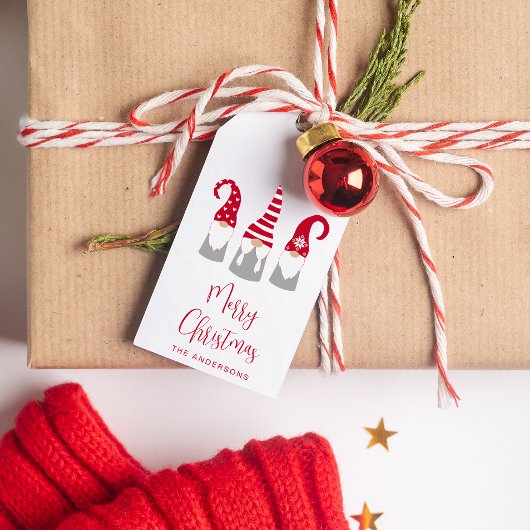 Merry Kerstmis Nordic Gnomes Holiday Cadeaulabel