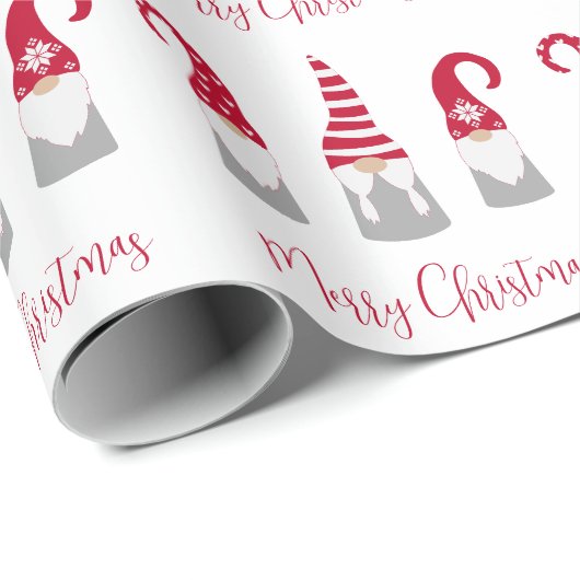 Merry Kerstmis Nordic Gnomes Holiday Cadeaupapier (Rol Hoek)
