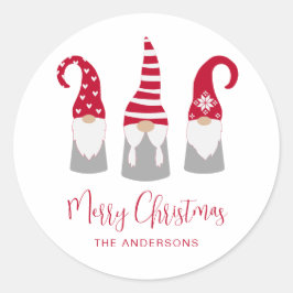 Merry Kerstmis Nordic Gnomes Holiday Ronde Sticker