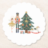 Merry Kerstmis Nutcracker Ballet Kartonnen Onderzetters (Voorkant)