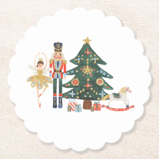 Merry Kerstmis Nutcracker Ballet Kartonnen Onderzetters (Voorkant)