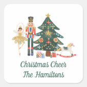 Merry Kerstmis Nutcracker Ballet Vierkante Sticker (Voorkant)