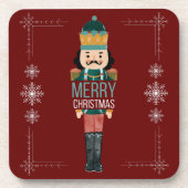 Merry Kerstmis Nutcracker Burgundy Onderzetters (Voorkant)