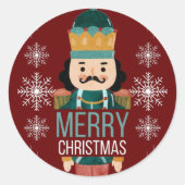 Merry Kerstmis Nutcracker Ronde Sticker (Voorkant)