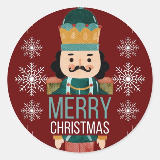 Merry Kerstmis Nutcracker Ronde Sticker (Voorkant)