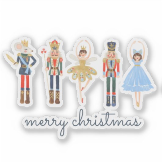 Merry Kerstmis Nutcracker Sticker (Voorkant)