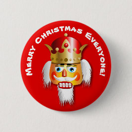 Merry Kerstmis Nutkraker King Cartoon Ronde Button 5,7 Cm