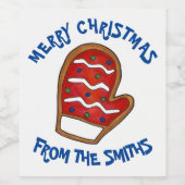 Merry Kerstmis, op maat gesneden Mitten Holiday Co Wijn Etiket (Enkel label)