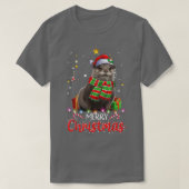 Merry Kerstmis Otter Santa Hat Tree Lights Pajama T-shirt (Design voorkant)