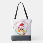 Merry Kerstmis Owl Wreate Tote Bag (Achterkant)