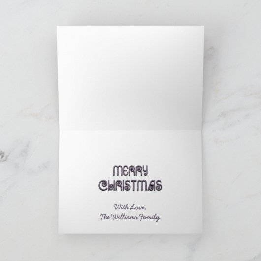 Merry Kerstmis Paars Silver Grey Elegant Feestdagen Kaart (Binnen)