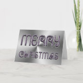 Merry Kerstmis Paars Silver Grey Elegant Feestdagen Kaart (Voorkant)