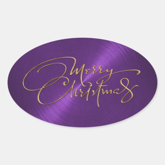 Merry Kerstmis Paarse Sticker In reliëf (Voorkant)