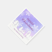 Merry Kerstmis Paarse White House Snowflakes Servet (Hoek)