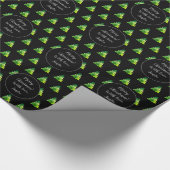 Merry Kerstmis Pattern Elegant Black Green Cadeaupapier (Hoek)