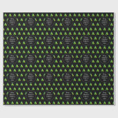 Merry Kerstmis Pattern Elegant Black Green Cadeaupapier (Vlak)