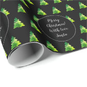 Merry Kerstmis Pattern Elegant Black Green Cadeaupapier (Rol Hoek)
