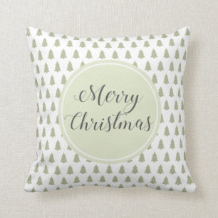 Merry Kerstmis Pattern Green White Kussen