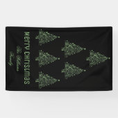 Merry Kerstmis Pattern Metallic Green Black Spandoek (Horizontaal)